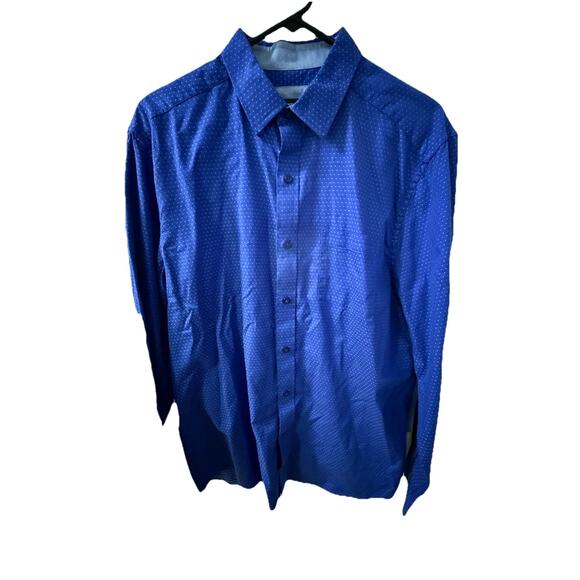 JOHNSTON & MURPHY Men’s Blue Button Down Oxford Shirt Flip Cuff Size Large - Picture 1 of 12